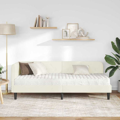 Cornice del letto ad angolo Crema 80 x 200 cm Velluto | homemem39