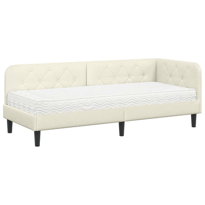 Cornice del letto ad angolo Crema 80 x 200 cm Velluto | homemem39