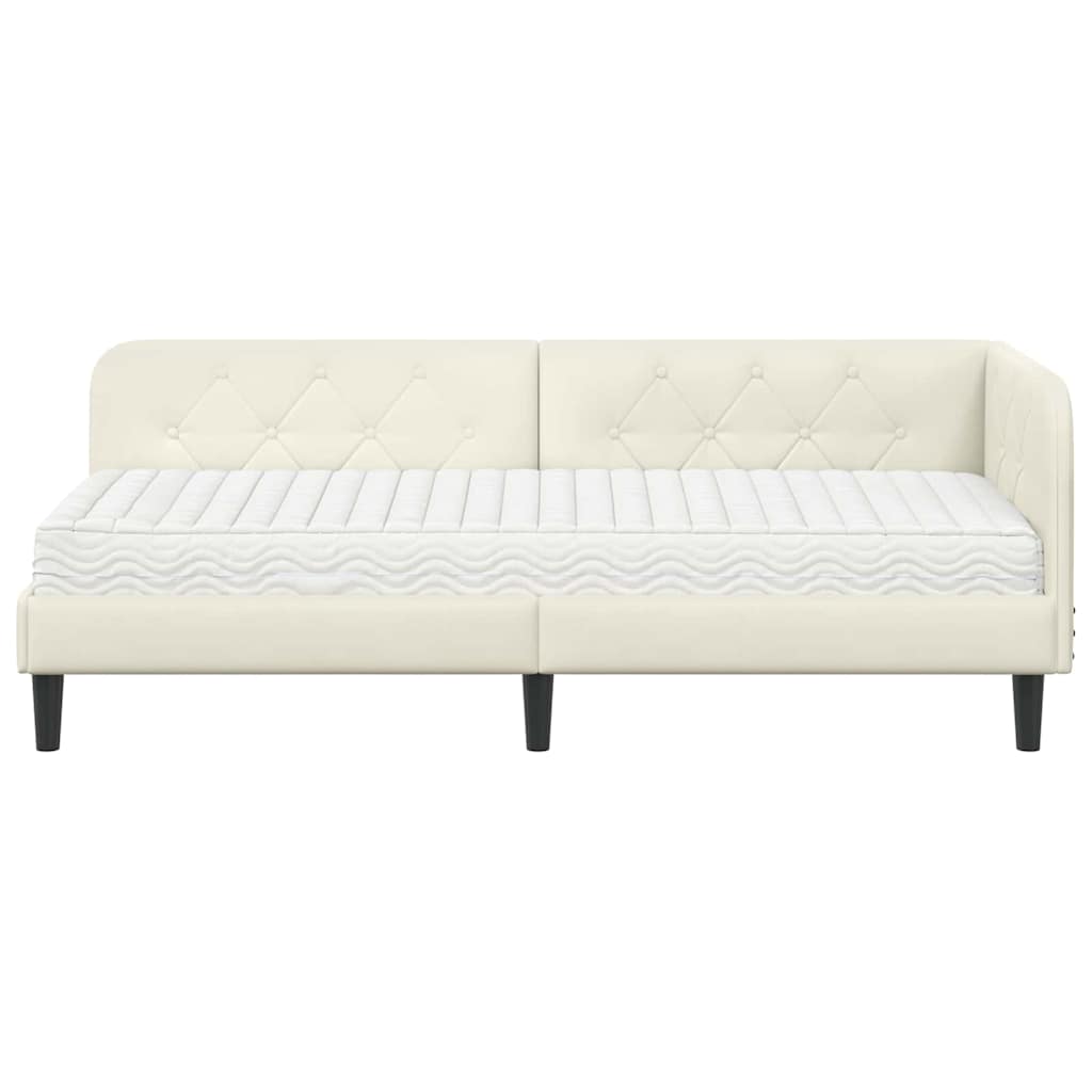 Cornice del letto ad angolo Crema 80 x 200 cm Velluto | homemem39