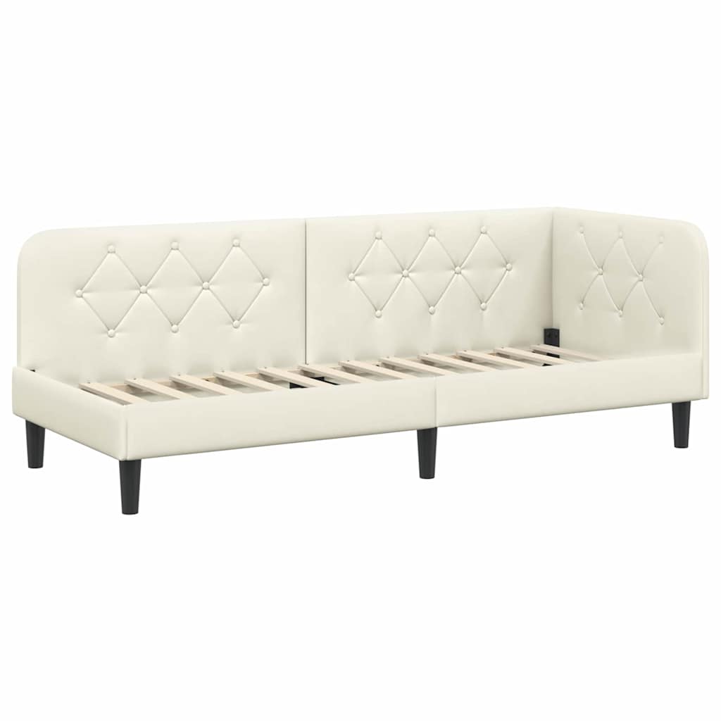 Cornice del letto ad angolo Crema 80 x 200 cm Velluto | homemem39