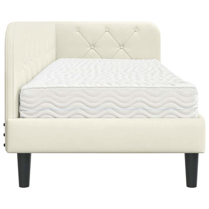 Cornice del letto ad angolo Crema 80 x 200 cm Velluto | homemem39