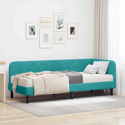 Cornice del letto ad angolo Turchese 80 x 200 cm Velluto | homemem39