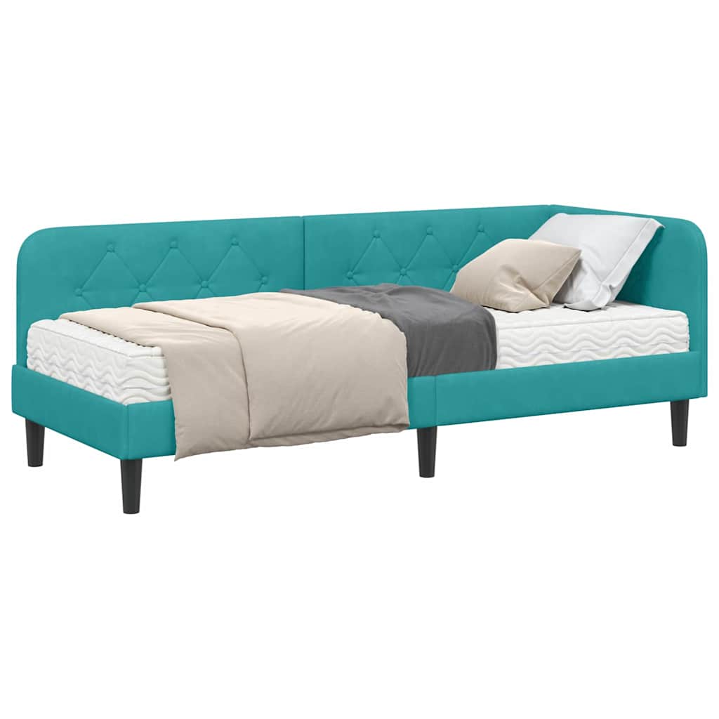 Cornice del letto ad angolo Turchese 80 x 200 cm Velluto | homemem39