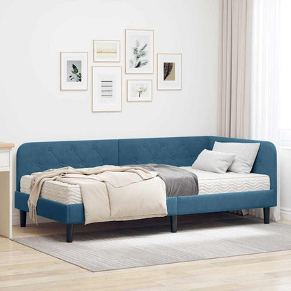 Cornice del letto ad angolo Blu 90 x 190 cm Velluto | homemem39