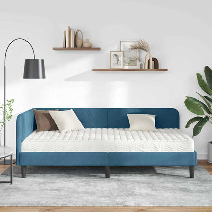 Cornice del letto ad angolo Blu 90 x 190 cm Velluto | homemem39