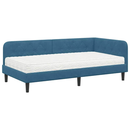 Cornice del letto ad angolo Blu 90 x 190 cm Velluto | homemem39