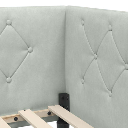 Cornice del letto ad angolo Grigio chiaro 90 x 190 cm Velluto