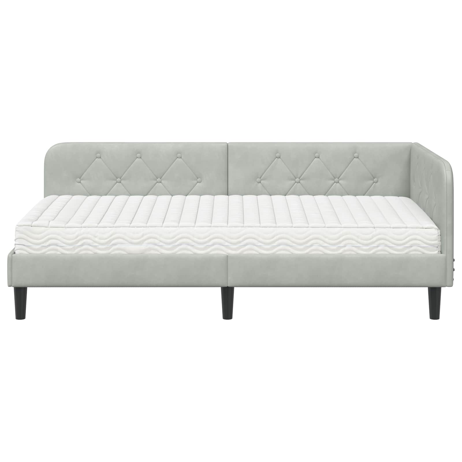 Cornice del letto ad angolo Grigio chiaro 90 x 190 cm Velluto | homemem39