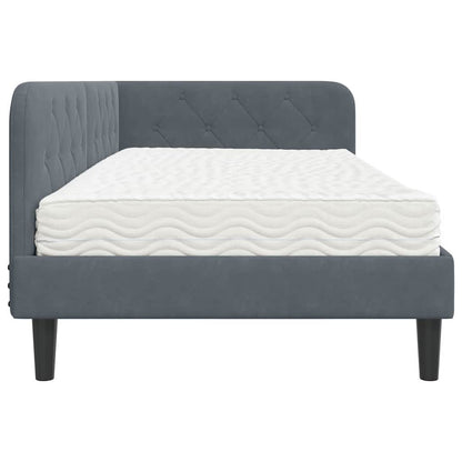 Cornice del letto ad angolo Grigio scuro 90 x 190 cm Velluto | homemem39