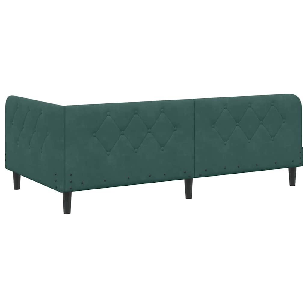 Cornice del letto ad angolo Verde Scuro 90 x 190 cm Velluto | homemem39