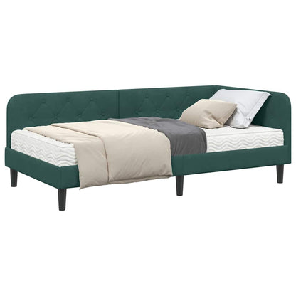 Cornice del letto ad angolo Verde Scuro 90 x 190 cm Velluto | homemem39