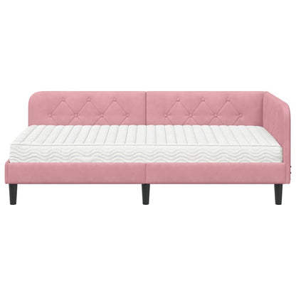 Cornice del letto ad angolo Rosa 90 x 190 cm Velluto | homemem39