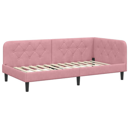 Cornice del letto ad angolo Rosa 90 x 190 cm Velluto | homemem39