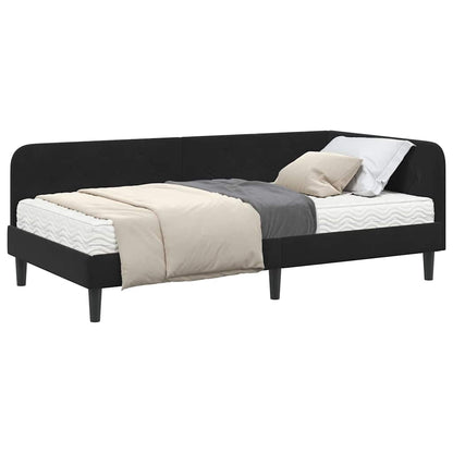 Cornice del letto ad angolo Nero 90 x 190 cm Velluto | homemem39