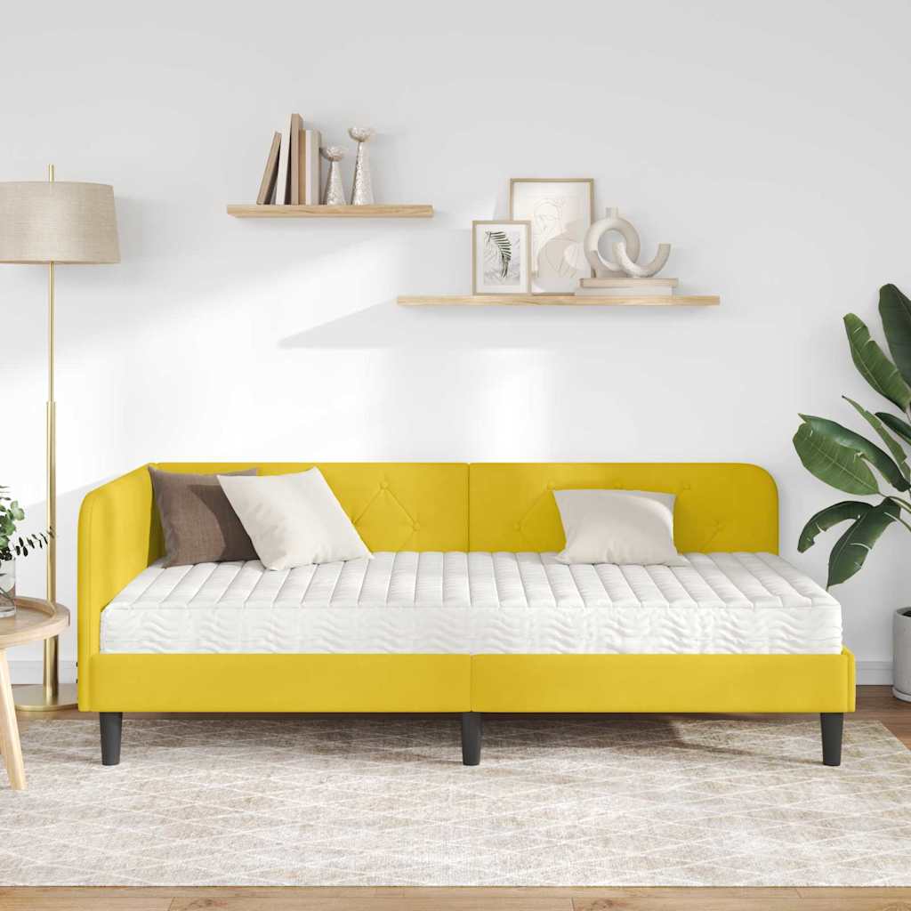 Cornice del letto ad angolo Giallo 90 x 190 cm Velluto | homemem39