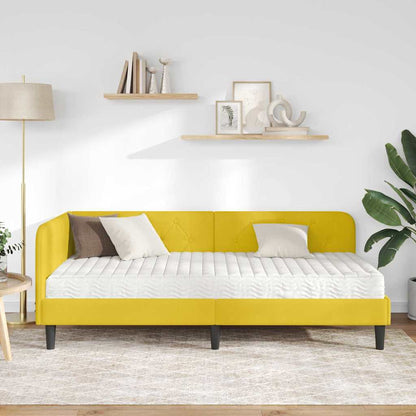 Cornice del letto ad angolo Giallo 90 x 190 cm Velluto | homemem39