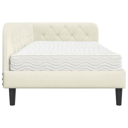 Cornice del letto ad angolo Crema 90 x 190 cm Velluto