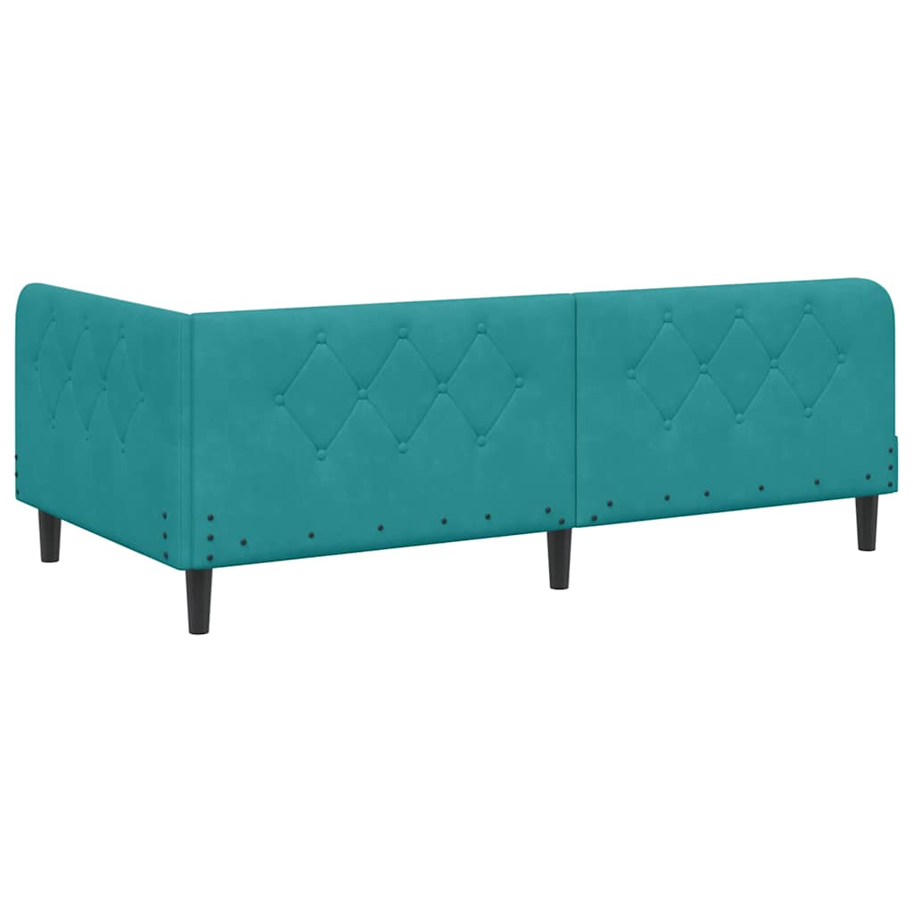 Cornice del letto ad angolo Turchese 90 x 190 cm Velluto | homemem39