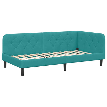 Cornice del letto ad angolo Turchese 90 x 190 cm Velluto | homemem39