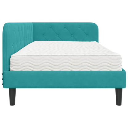 Cornice del letto ad angolo Turchese 90 x 190 cm Velluto | homemem39