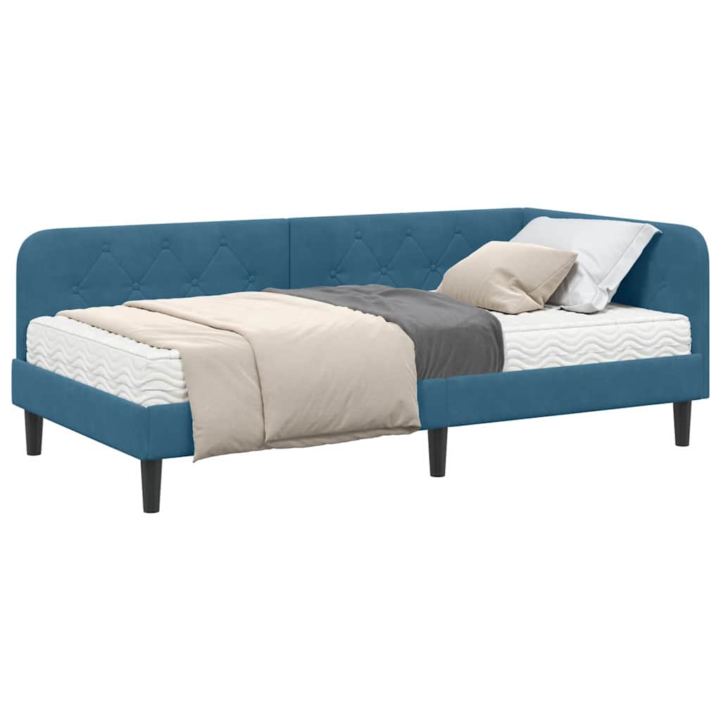 Cornice del letto ad angolo Blu 90 x 200 cm Velluto | homemem39