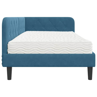 Cornice del letto ad angolo Blu 90 x 200 cm Velluto | homemem39