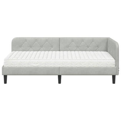Cornice del letto ad angolo Grigio chiaro 90 x 200 cm Velluto | homemem39