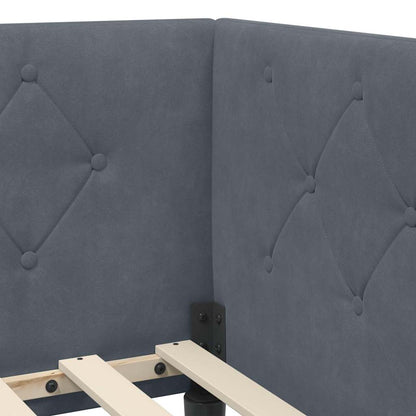 Cornice del letto ad angolo Grigio scuro 90 x 200 cm Velluto | homemem39