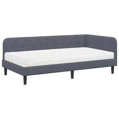 Cornice del letto ad angolo Grigio scuro 90 x 200 cm Velluto | homemem39