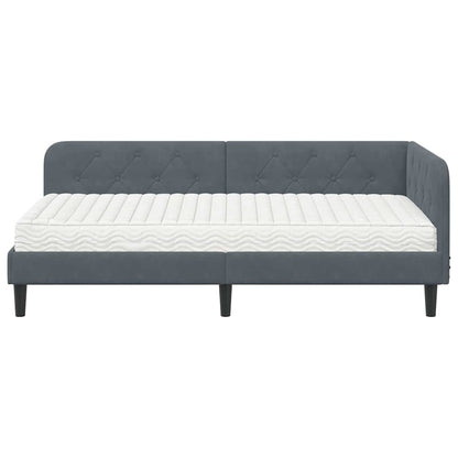 Cornice del letto ad angolo Grigio scuro 90 x 200 cm Velluto | homemem39