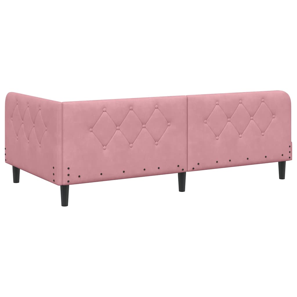 Cornice del letto ad angolo Rosa 90 x 200 cm Velluto | homemem39