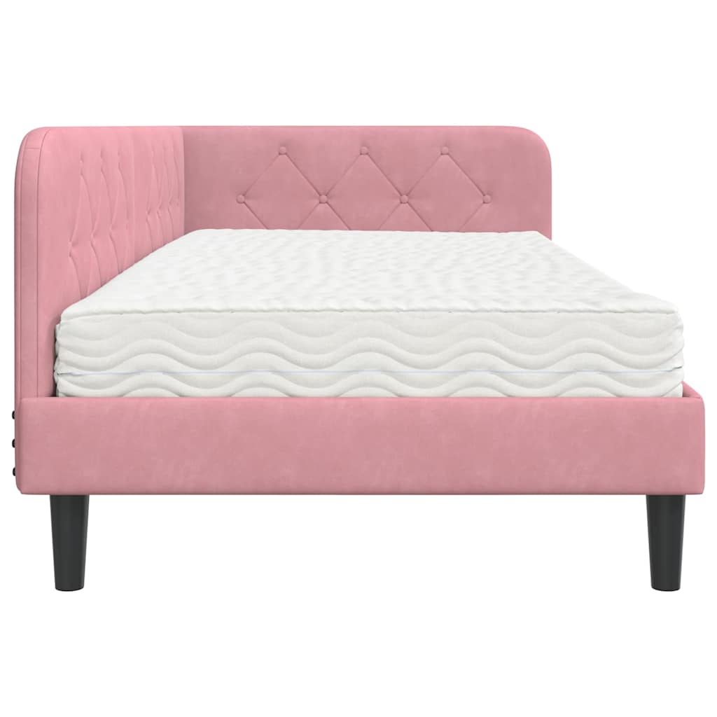 Cornice del letto ad angolo Rosa 90 x 200 cm Velluto | homemem39