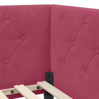 Cornice del letto ad angolo Rosso Vino 90 x 200 cm Velluto | homemem39