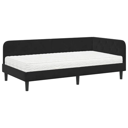 Cornice del letto ad angolo Nero 90 x 200 cm Velluto | homemem39