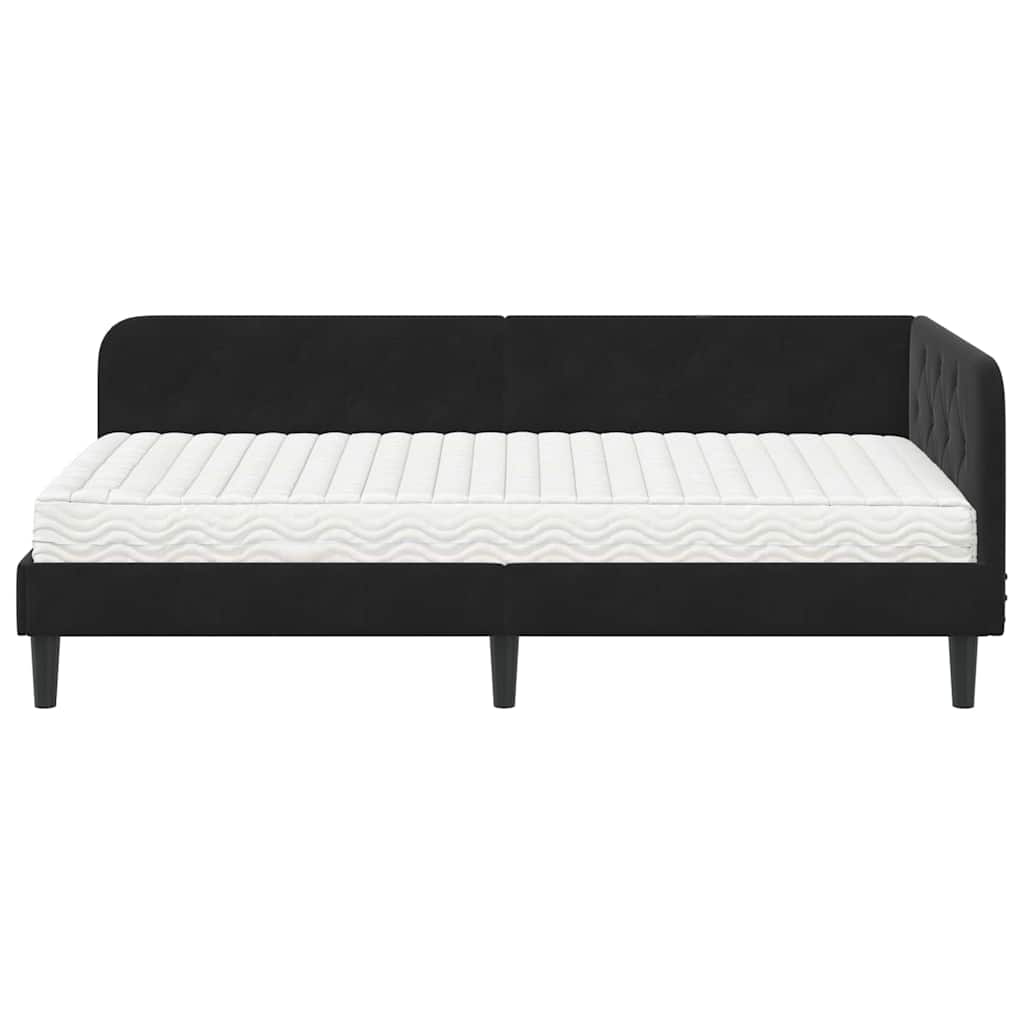 Cornice del letto ad angolo Nero 90 x 200 cm Velluto | homemem39