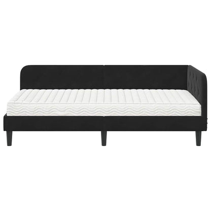 Cornice del letto ad angolo Nero 90 x 200 cm Velluto | homemem39