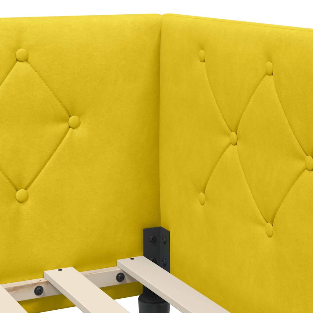 Cornice del letto ad angolo Giallo 90 x 200 cm Velluto | homemem39