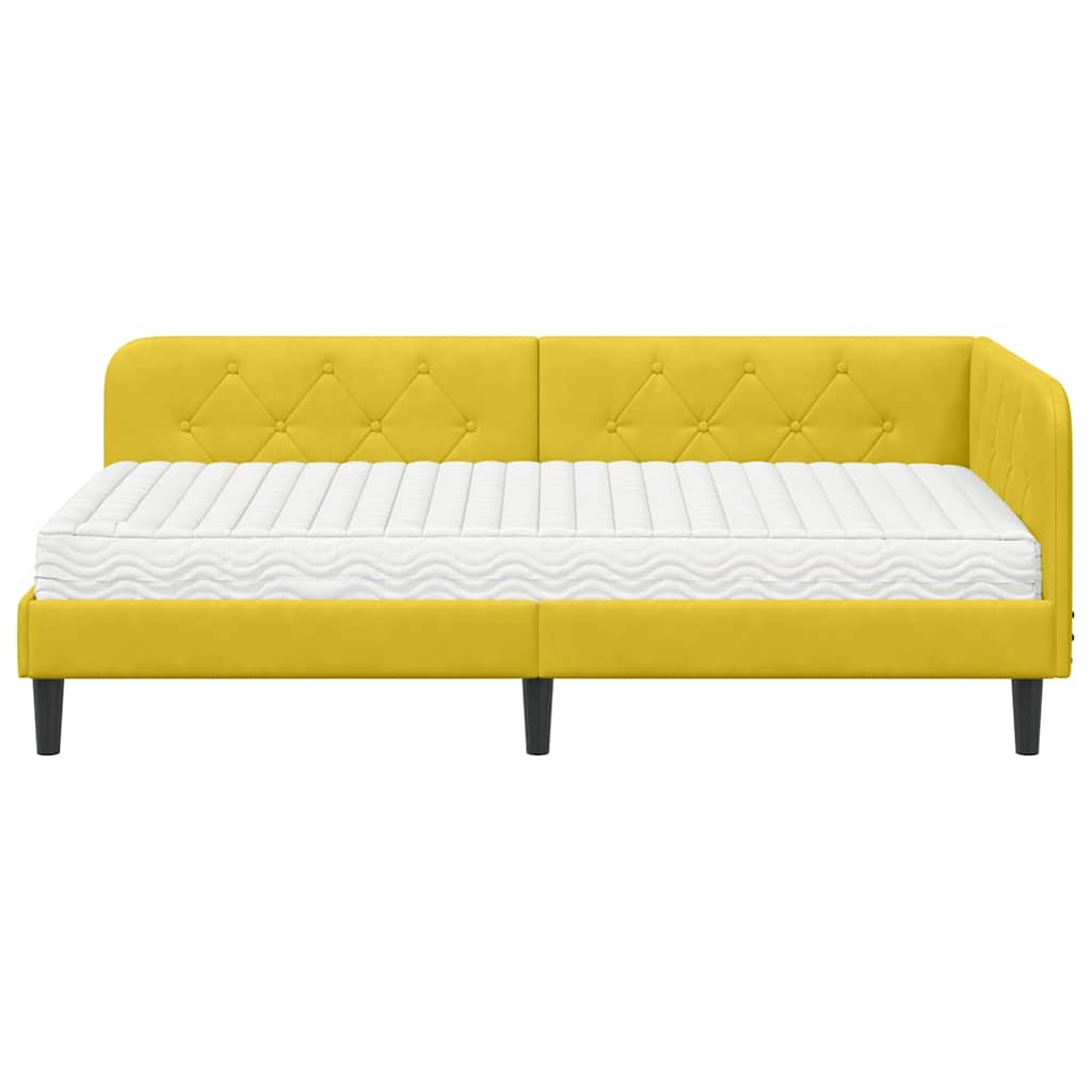 Cornice del letto ad angolo Giallo 90 x 200 cm Velluto | homemem39