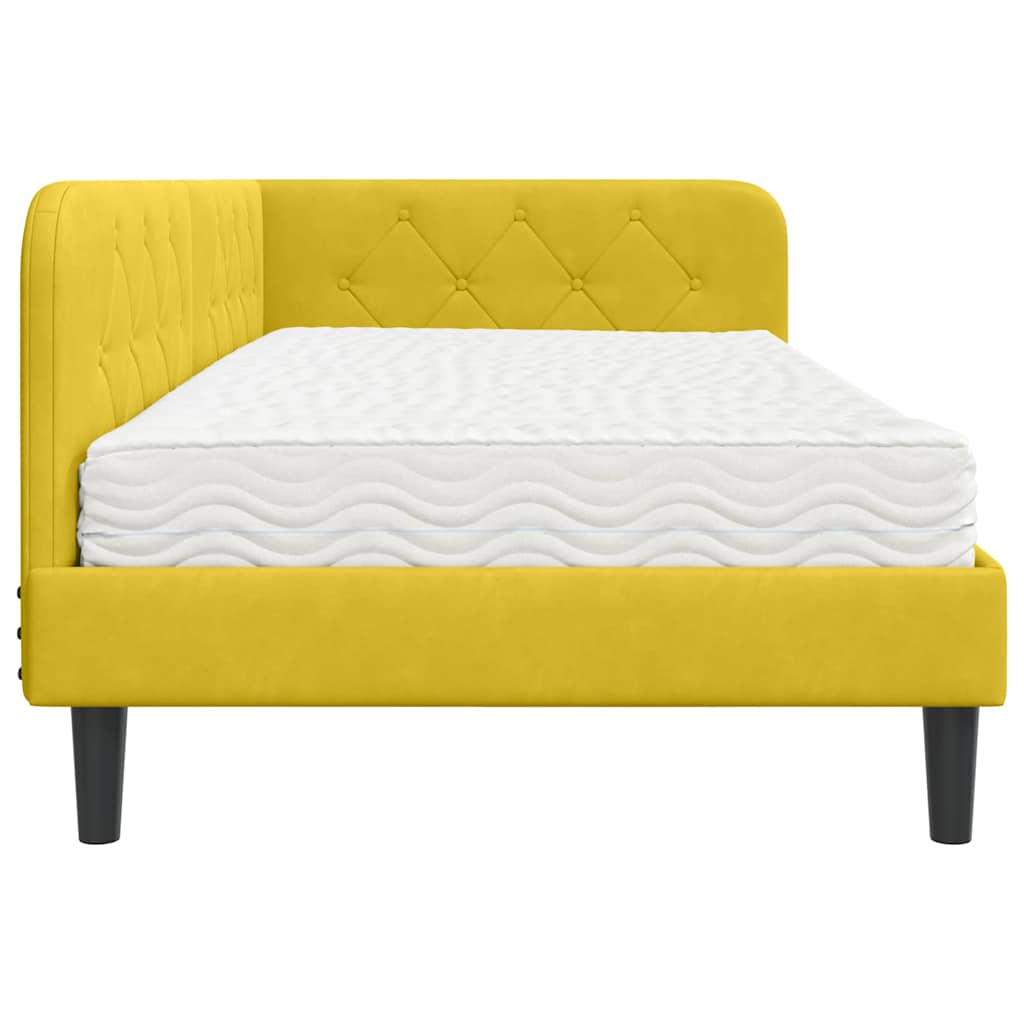 Cornice del letto ad angolo Giallo 90 x 200 cm Velluto | homemem39