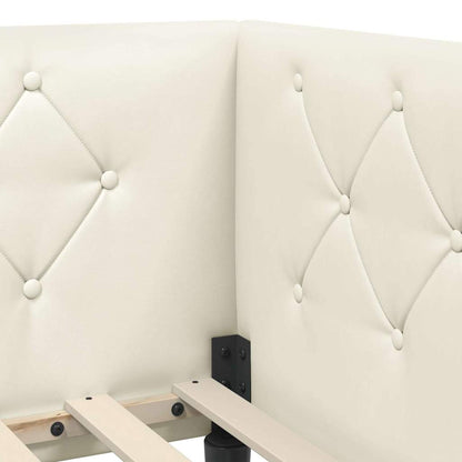 Cornice del letto ad angolo Crema 90 x 200 cm Velluto | homemem39