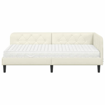 Cornice del letto ad angolo Crema 90 x 200 cm Velluto | homemem39