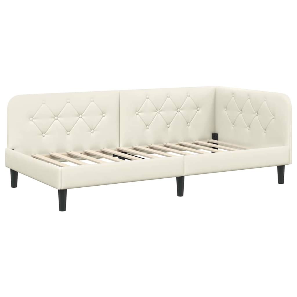 Cornice del letto ad angolo Crema 90 x 200 cm Velluto | homemem39