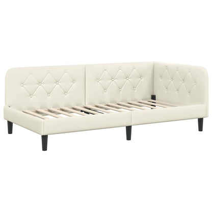 Cornice del letto ad angolo Crema 90 x 200 cm Velluto | homemem39