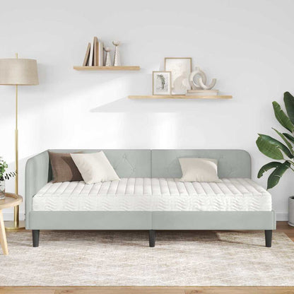 Cornice del letto ad angolo Grigio chiaro 100 x 200 cm Velluto | homemem39