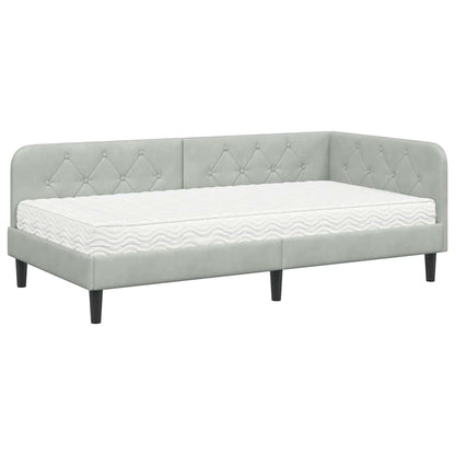 Cornice del letto ad angolo Grigio chiaro 100 x 200 cm Velluto | homemem39