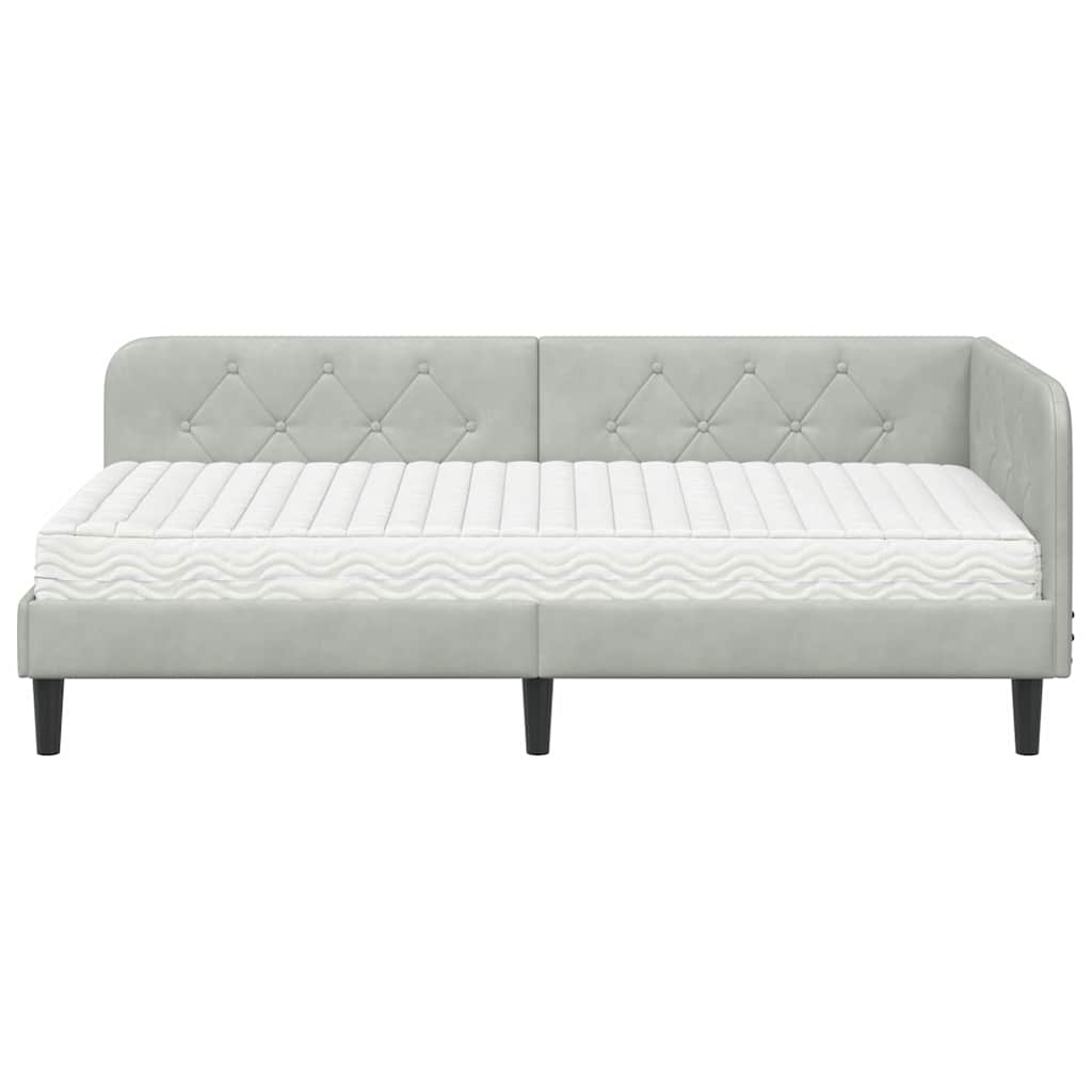 Cornice del letto ad angolo Grigio chiaro 100 x 200 cm Velluto | homemem39