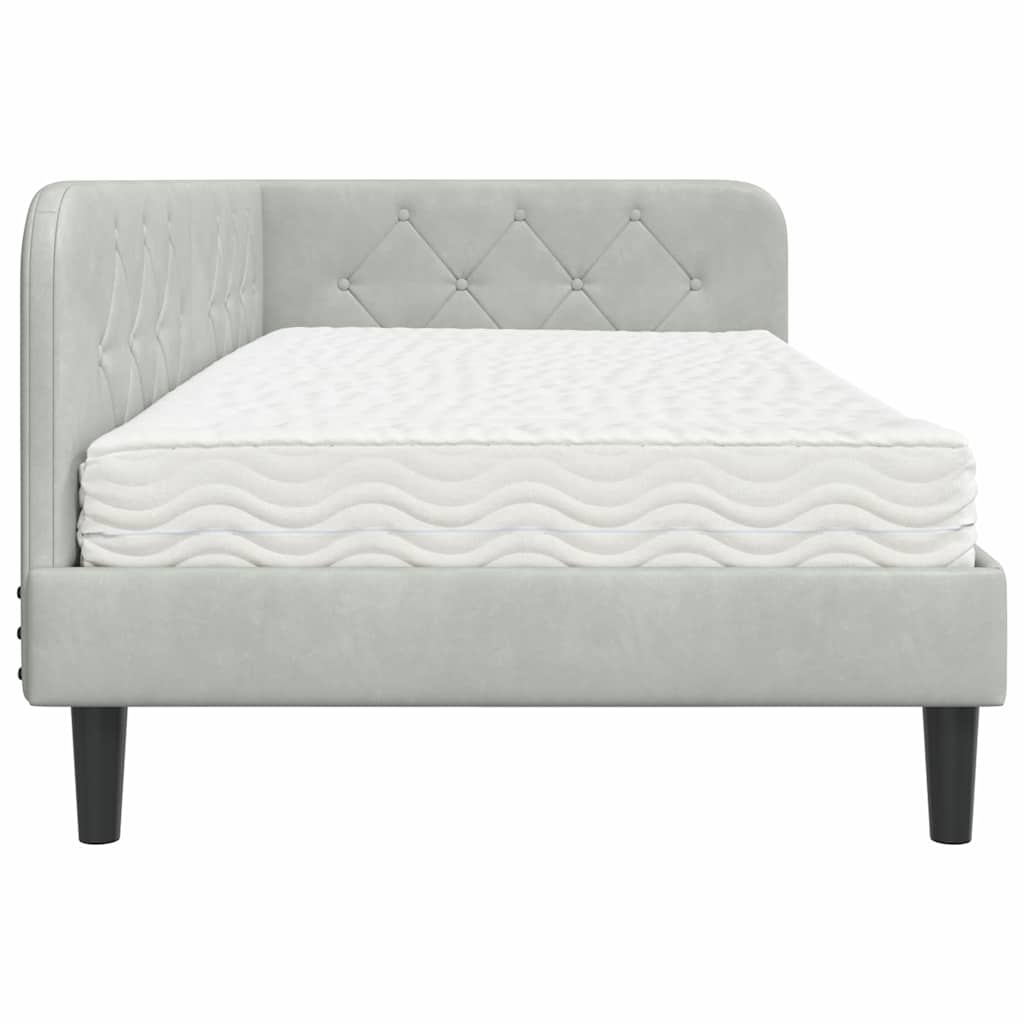 Cornice del letto ad angolo Grigio chiaro 100 x 200 cm Velluto | homemem39
