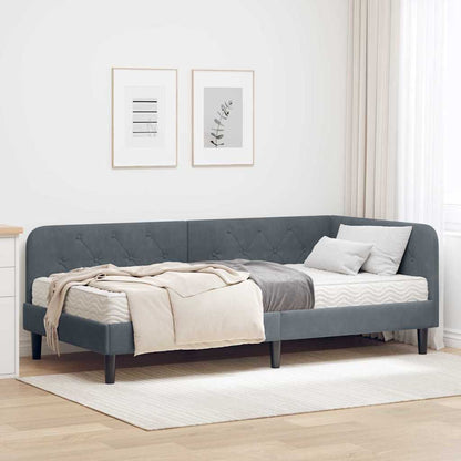 Cornice del letto ad angolo Grigio scuro 100 x 200 cm Velluto | homemem39