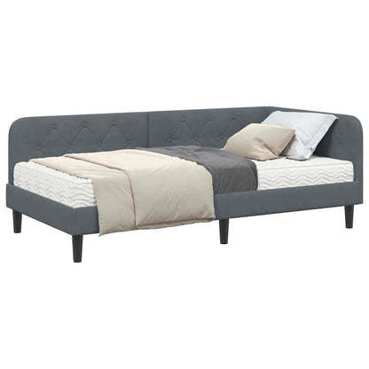 Cornice del letto ad angolo Grigio scuro 100 x 200 cm Velluto | homemem39
