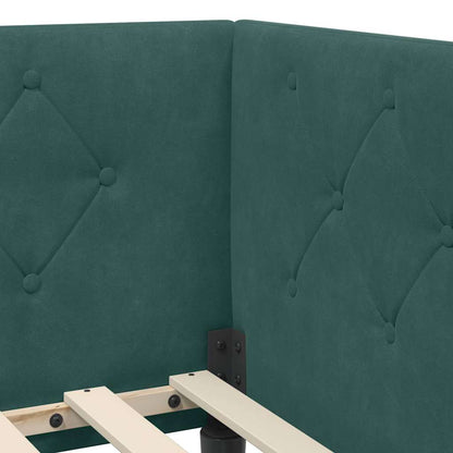 Cornice del letto ad angolo Verde Scuro 100 x 200 cm Velluto | homemem39